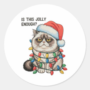 Adesivo Redondo São Luzes de Natal do Gato Mal-Humorado Bastante A