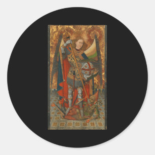 Adesivo Redondo São Miguel Arcanjo Derrotando Satanás Cristo