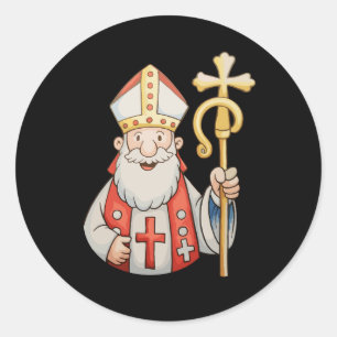 Adesivo Redondo São Nicolau Papai Noel Padroeiro Do Natal
