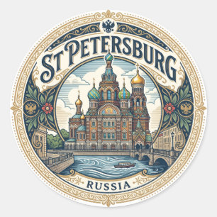 Adesivo Redondo São Petersburgo Rússia