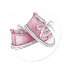 Sapatinhos de Bebê em Aquarela Rosa Chá de Bebê