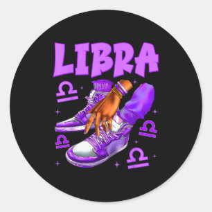 Adesivo Redondo Sapatos Pretos de Aniversário de Libra Girl Mulher