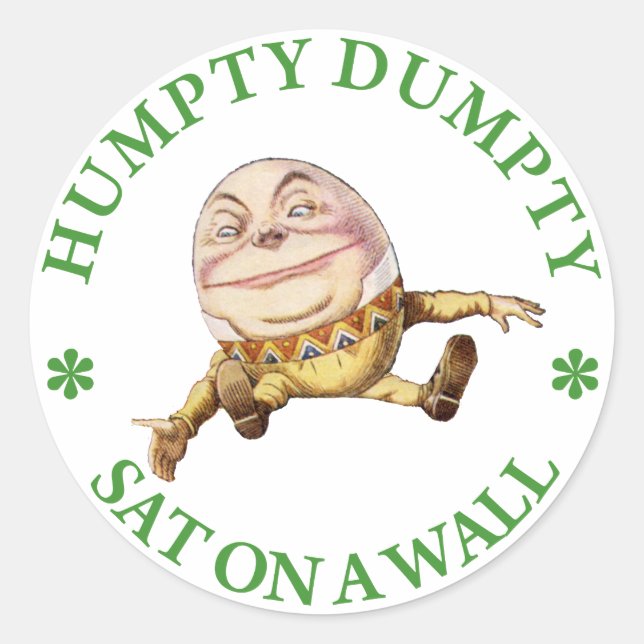 Adesivo Redondo Sápida Humpty Dumpty em uma Parede (Frente)
