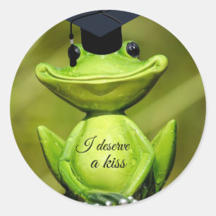 Adesivo Redondo Sapo Adorável Fofo, Touca de Formatura