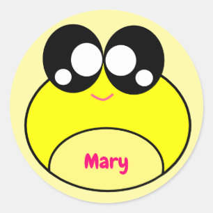 Adesivo Redondo Sapo Amarelo Kawaii