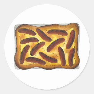 Adesivo Redondo Sapo britânico da Comida inglesa no salsicha do Bu