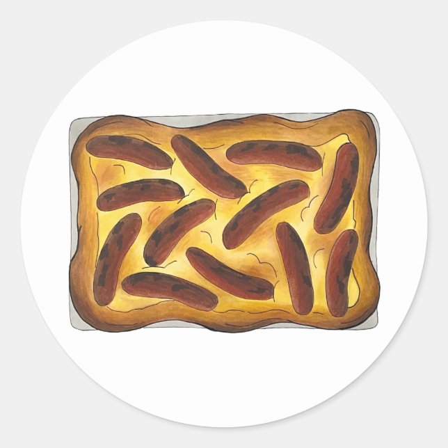 Adesivo Redondo Sapo britânico da Comida inglesa no salsicha do Bu (Frente)