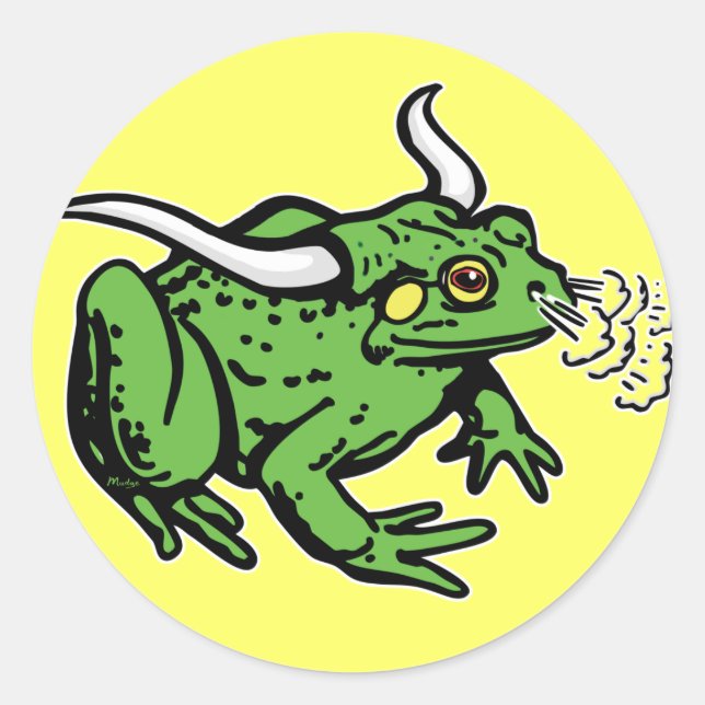Adesivo Redondo Sapo Bull da Mudge Studios (Frente)
