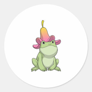 Adesivo Redondo Sapo com Plumeria