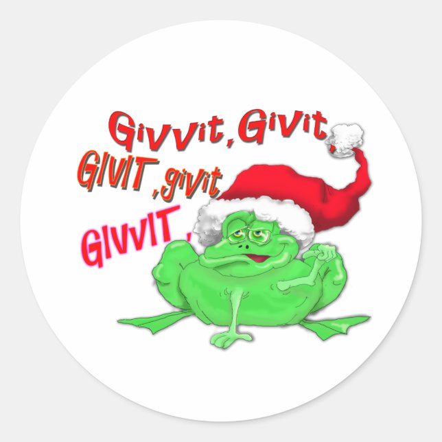 Adesivo Redondo Sapo com sapo santa hat givit givit (Frente)