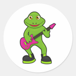 Adesivo Redondo Sapo como músico com violão