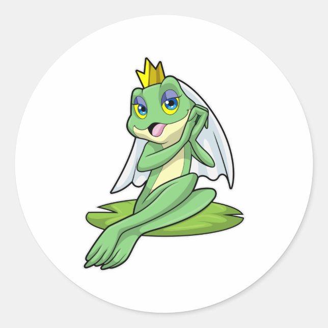 Adesivo Redondo Sapo como noiva no casamento com a coroa (Frente)