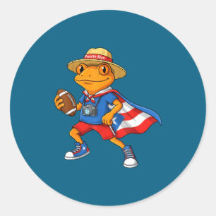 Adesivo Redondo Sapo coqui legal porto rico bandeira futebol engra