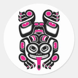 Adesivo Redondo Sapo da Árvore Espirituosa Rosa e Negra