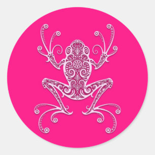 Adesivo Redondo Sapo de árvore cor-de-rosa intrincado