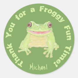 Adesivo Redondo Sapo De Árvore Verde Bonita - aniversário de crian