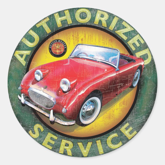 Adesivo Redondo Sapo de Austin Healey espirito (Frente)