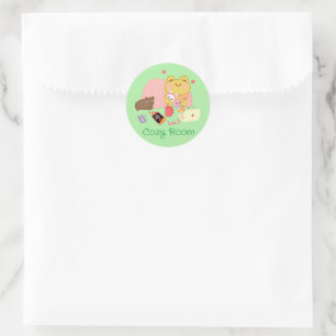 Adesivo Redondo Sapo de Cottagecore Cute Cozy