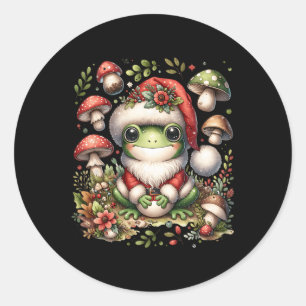 Adesivo Redondo Sapo De Cottagecore Homens De Cogumelos De Natal