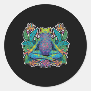Adesivo Redondo Sapo de Ioga Meditar Pose Zen Lance Alongamento