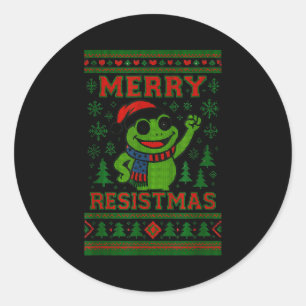 Adesivo Redondo Sapo engraçado de Natal Meme Resistmas Humor de Fe
