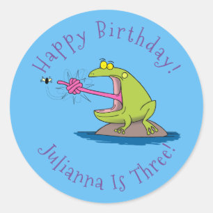 Adesivo Redondo Sapo engraçado e desenho animado