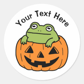 Adesivo Redondo Sapo Fofo em Abóbora de Halloween