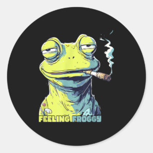 Adesivo Redondo Sapo Fumando Cigarro Sapo Engraçado