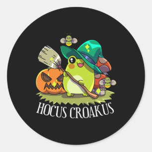 Adesivo Redondo Sapo Kawaii Witch Hat Cottagecore Hocus Estético