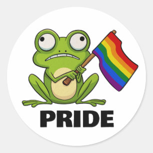 Adesivo Redondo Sapo LGBT Com Bandeira do Orgulho