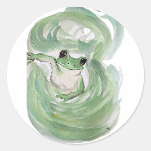 Adesivo Redondo Sapo Mágico Humor Aquarela