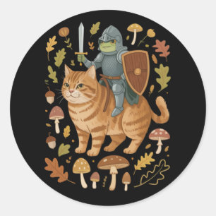Adesivo Redondo Sapo Medieval em Gato Laranja Goblincore Coisas Es