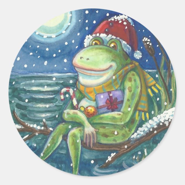 ADESIVO REDONDO SAPO NO REGISTRO AQUECE O CORAÇÃO, ENGRAÇADO, NATA (Frente)