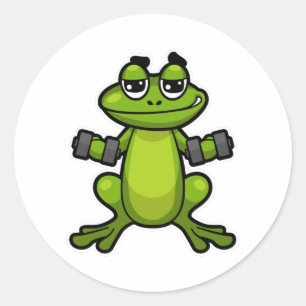 Adesivo Redondo Sapo no treinamento Biceps com Dumbbels