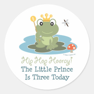 Adesivo Redondo Sapo Prince aniversário de 3 anos Stickers