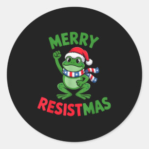Adesivo Redondo Sapo Retro Alegre Resistmas Engraçado Político Nat