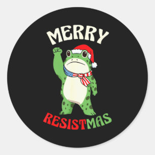 Adesivo Redondo Sapo Retro Feliz Resistmas Engraçado Natal Polític
