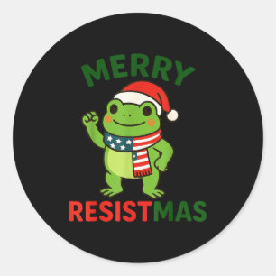 Adesivo Redondo Sapo Retro Feliz Resistmas Engraçado Político Nata