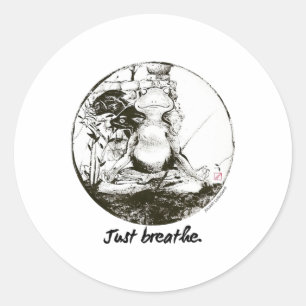 Adesivo Redondo Sapo Zen Yoga Apenas Arte de Meditação Respiração