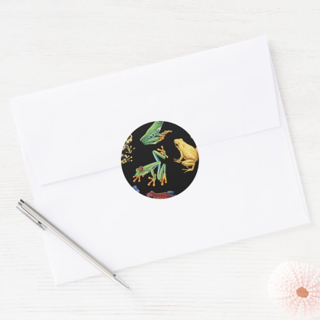 Adesivo Redondo Sapos a preto (Envelope)