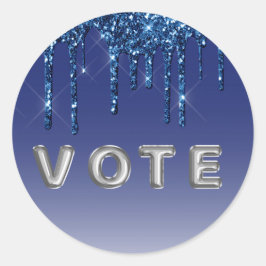 Adesivo Redondo Sapphire Blue Glitter Drip