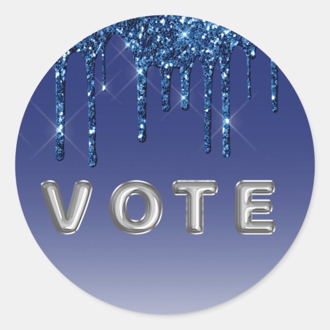 Adesivo Redondo Sapphire Blue Glitter Drip (Frente)