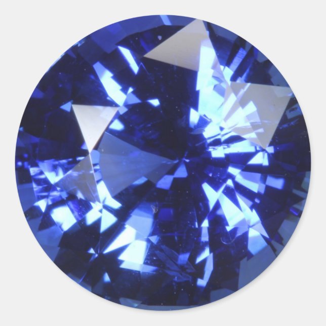 Adesivo Redondo Sapphire Dark Blue Gemstone setembro Birthstone (Frente)