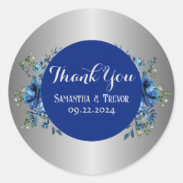 Adesivo Redondo Sapphire Serenade: Uma Sinfonia de Prata e Azul