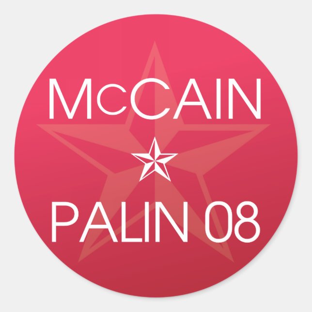 Adesivo Redondo Sarah Palin 2008 (Frente)