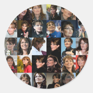 Adesivo Redondo Sarah Palin Collage Sticker Packs