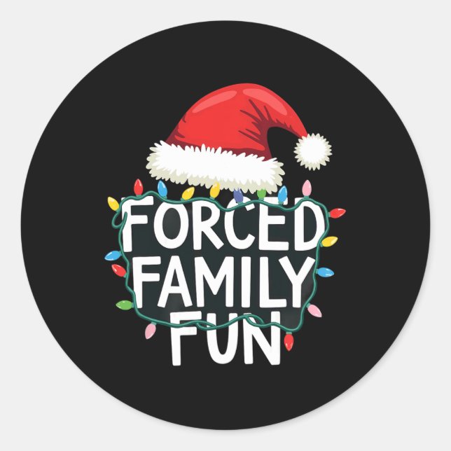 Adesivo Redondo Sarcasmo de Natal Luz Papai Noel Forçado (Frente)