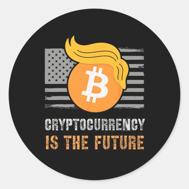 Adesivo Redondo Sarcasmo Trump America Crypto é o Futuro Touro de  (Frente)