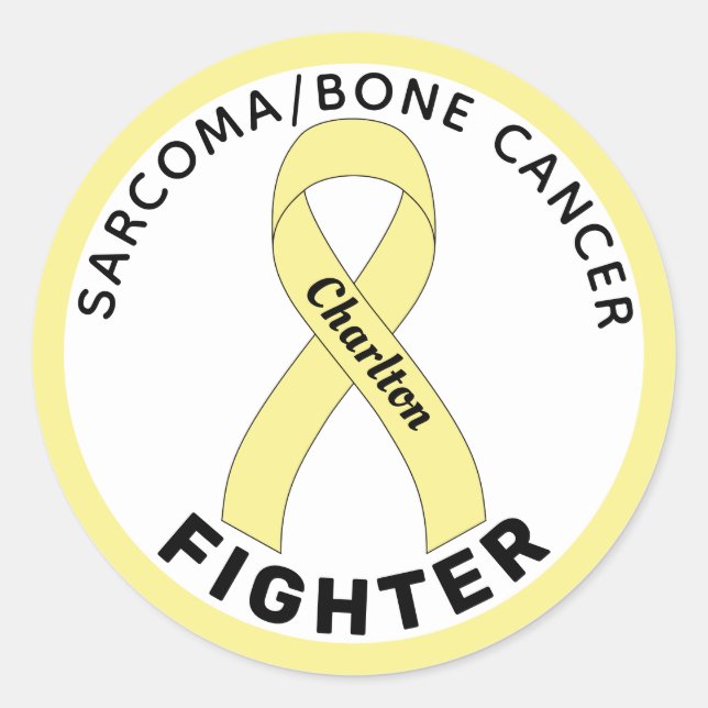 Adesivo Redondo Sarcoma/Bone Cancer Fighted Ribbon White (Frente)