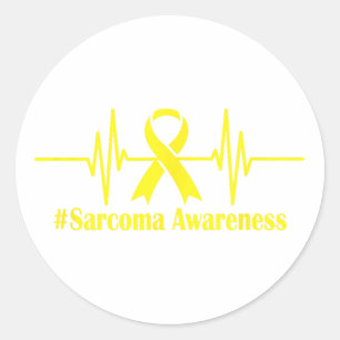 Adesivo Redondo Sarcoma Consciência Mês Fita Amarela Pulsação Gr